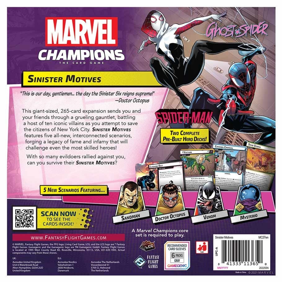 Marvel Champions Sinister Motives Expansion | Gamescape San Francisco